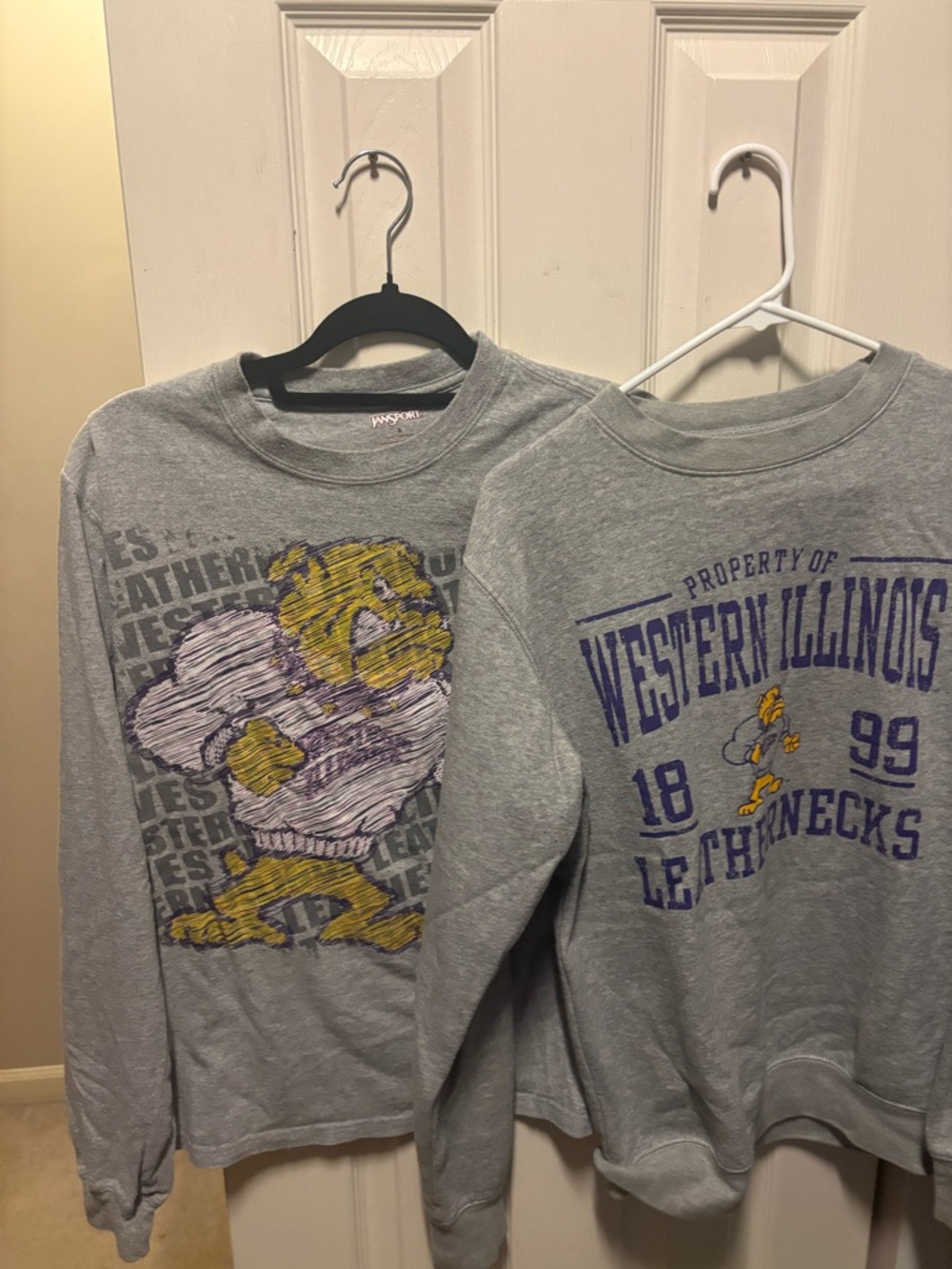 Two Western Illinois University Leathernecks Gray Crewneck Sweatshirts